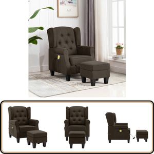vidaXL Massagestoel met Voetenbank Bruin Massagestoel - Elektrisch Masseren - Voetensteun - Relaxstoel - Ergonomische Stoel