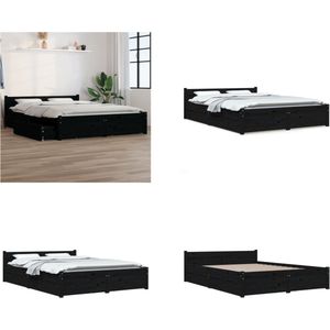 vidaXL Bedframe met lades zwart 160x200 cm - Bedframe - Bedframes - Bed - Bedbodem