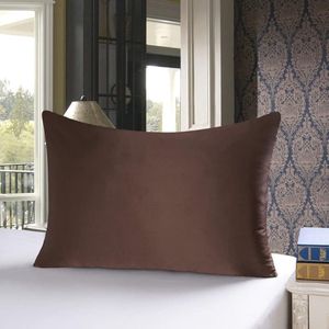 FURNIBELLA-100% Zijde Kussensloop 50x70 cm – 19 Momme – Dubbelzijdige Pure Zijde – Met Verborgen Ritssluiting – Bruin – Voor Gezond Haar & Huid