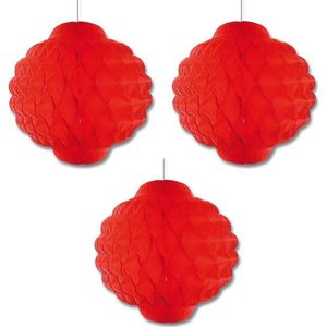 Set van 8x stuks rode Aziatische thema decoratie lampionnen 30 cm - Chinese/Japanse feestartikelen plafond versieringen