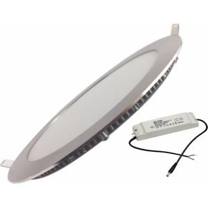 LED Paneel Downlight 18W Extra Plat Rond ALU - Wit licht - Edelstaal - Unité - Wit Neutre 4000K - 5500K - SILUMEN