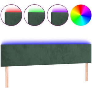 vidaXL-Hoofdbord-LED-180x5x78/88-cm-fluweel-donkergroen