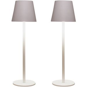 Anna Collection Portable tafellamp Ambiance - 2x - wit - 27 cm - aanraaksensor - draadloos/oplaadbaar met USB - binnen/buiten
