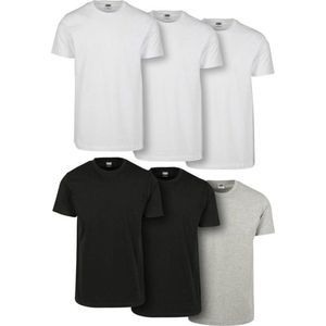 6 Pack Urban Classics Heren T-shirts - 2x zwart - 3x wit - 1x grijs - Maat L - Voordeelverpakking