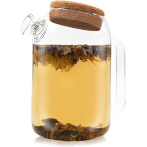 Heldere theepot van glas - 1L met roestvrijstalen filter - ideaal voor thee