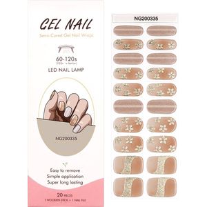 K IKIDO Gel Nail Wraps - Gel Nail Stickers - Nagel wraps - nagelvijl - DIY Manicure - Langhoudende Nail Art - Gel Nagel Folie - Nail Foil - 20 Stickers - Goud + Bloemetje