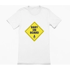 T-shirt Baby On Board - T-shirt korte mouw wit - Maat M - zwangerschapsaankondiging - unieke zwangerschapsaankondiging - originele zwangerschapsaankondiging