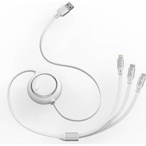 Baseus USB oplaadkabel - USB C Snellader Kabel 1.2 Meter- usb kabel micro usb - Lightning Kabel - Lightning / USB-C / Micro-USB - Geschikt voor iPhone - iPad - Samsung - (Wit)