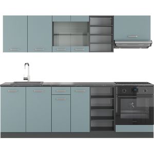 Vicco R-Line Complete keukeneenheid – 240 cm , WB Antraciet Blauw-grijs/antraciet , WB Antraciet