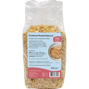 Protiplan | Proteïne Muesli Naturel | 9 stuks | 9 x 500 gram | Perfect voor een koolhydraatarm ontbijt of lunch