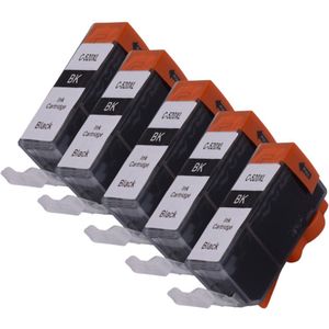 KATRIZ® huismerk inkt voor Canon PGI-520 Zwart(PGI520Zwart) |5x21ml | Geschikt voor Canon Pixma 640 Pixma IP 1900/IP 3600/IP 4600/IP 4700/Pixma MP 540/MP 5410/MP 550/MP 560/ MP 620/ MP 630/ MP 640/ MP 980/ MP 990/ MX 860/ MX 870