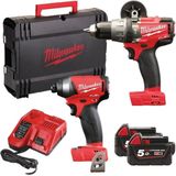 Milwaukee M18 FPP2A-502X Powerpack 18V 5,0Ah Li-Ion - M18FPD Klopboor + M18FID Slagschroever in koffer