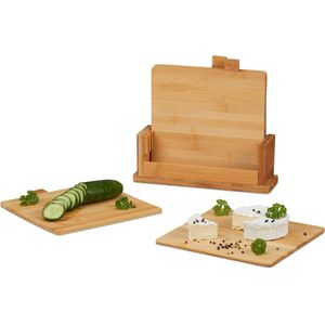Snijplank set 4 delig met houder - mesvriendelijk en onderhoudsvriendelijk - natuurlijke kleur joseph joseph cutting board