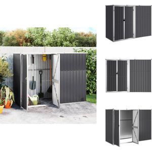 vidaXL Tuinschuur - Tuinschuren - Gereedschapsschuur - Berging - Tuinschuur 225x89x161 cm gegalvaniseerd staal antracietkleurig