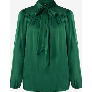 Blouse With Bowtie Neck Dames - Donker Groen - Maat XL