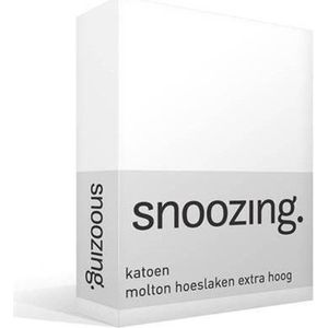 Snoozing - Katoen - Molton - Hoeslaken - Tweepersoons - Extra Hoog - 140x220 cm - Wit