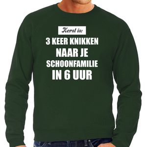 Groene foute Kersttrui / sweater - Kerst is 3 keer knikken naar schoonfamilie - heren - Kerstkleding / Christmas outfit L