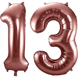 Folat Folie ballonnen - 13 jaar cijfer - brons - 86 cm - leeftijd feestartikelen