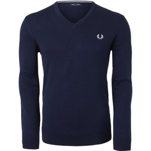 Fred Perry V-hals trui wol - blauw -  Maat: XL