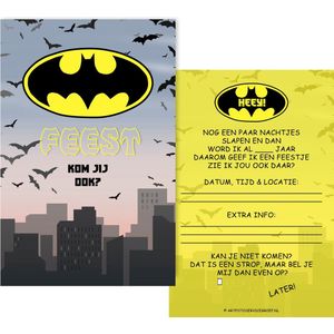 BCI024 - 8 Uitnodigingen - Superhelden uitnodiging - Superhelden Kinderfeest - Kinderuitnodigingen - kinderfeest uitnodigingen - Superhelden feestje - uitnodigingen - Superheld - invulkaarten - kaarten met enveloppen - kaart met envelop