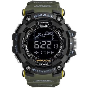 Digitaal Shockbestendig Horloge Zwart Groen | Smael | Waterdicht 5ATM | Glow in dark | Mud Master | Mudmaster | Shock | Licht | Rubberen band | 1802 | Timer | Eyecatcher | Master | kado | Cadeau