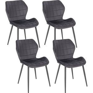 Rootz fluwelen eetkamerstoel set van 4 - comfortabele stoelen - stijlvolle zitting - scheurbestendig fluweel, ergonomisch ontwerp, duurzaam metalen frame - 47 cm x 79,5 cm x 54 cm