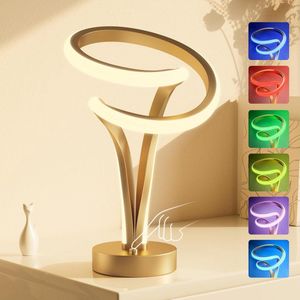 D&B Lamp - Nachtkastlampje - Nachtlampje - Modern - Bureaulamp - Spiraaldesign - Luxe - Tafellamp - LED - Dimfunctie - Design - Woonkamer - Slaapkamer - Huisdecor - Kleur Goud