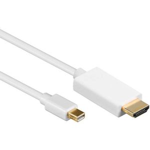 Powteq - 1 meter - Premium mini Displayport naar HDMI kabel - Wit - 4K 30 Hz - Gold-plated - 3 x afgeschermd - Topkwaliteit kabel