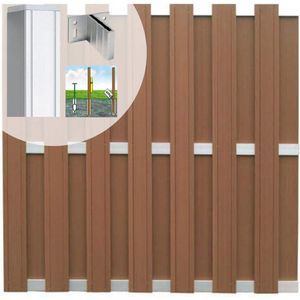 Schutting set composiet Stijl bruin met blank aluminium frame (5,67 meter)