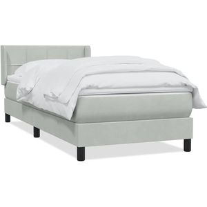 vidaXL - Boxspring - met - matras - fluweel - lichtgrijs - 80x210 - cm