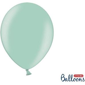 Strong Ballonnen 30cm, Metallic munt groen (1 zakje met 50 stuks)