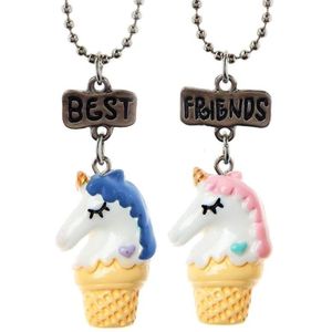 Fako Bijoux® - Vriendschapsketting - BFF Ketting - Eenhoorn - Unicorn - Best Friends - Roze/Blauw
