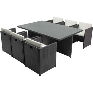 Concept-U - Tafel en stoelen 6 -sloeer gebouwd -in grijze/witte hars MIAMI