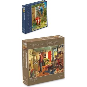 2 x Marius van Dokkum puzzel 1000 stukjes ""Mannenhuishouding"" en ""Doe het zelver