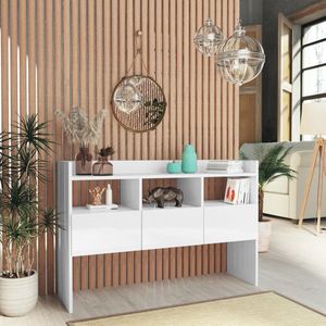 The Living Store Dressoir 105x30x70 cm spaanplaat hoogglans wit - Keukenkast