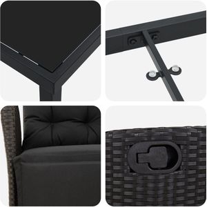 vidaXL - 5-delige - Tuin - Eet - Set - Zwart - Poly - Rattan