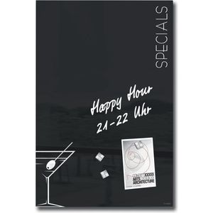 Sigel glasmagneetbord - Artverum - 40x60cm - zwart Cocktail - SI-GL296