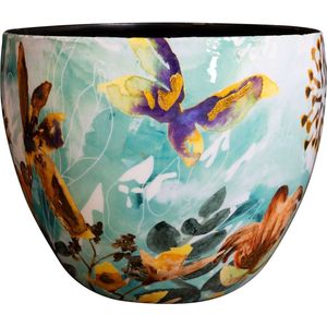 TS Collection - Bloempot Fresia fresh - 21x16 - Metaal & Epoxy - Exclusieve woonitems voor binnen - Handgemaakt - Unieke print - Designed by Lammie