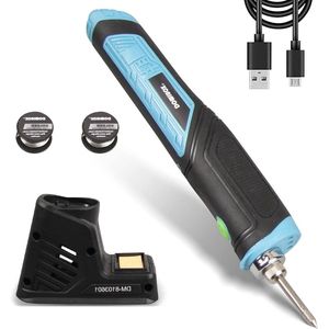 1800mAh Draadloze Soldeerbout met LED Licht - Ergonomisch Handvat - Oplaadbare Batterij - Snelle Verwarming - Professionele Soldeerset