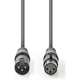 Nedis DMX-Adapterkabel - XLR 3-Pins Male - XLR 3-Pins Female - Vernikkeld - 5.00 m - Rond - PVC - Donkergrijs - Kartonnen Sleeve