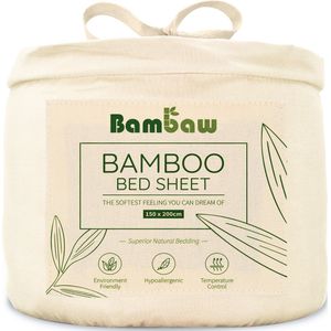 Bambaw Luxe Bamboe 2-Persoons Hoeslaken 150x200cm – Ultra ademende stof – Hypoallergeen – Beddengoed - Ivoor