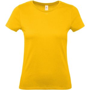 Geel basic t-shirt met ronde hals voor dames - katoen - 145 grams - gele shirts / kleding M (38)