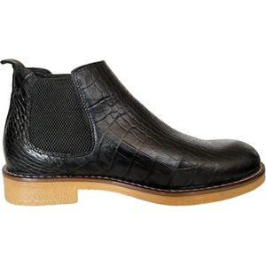 Leren schoenen- Heren Laarzen- Chelsea boots- Heren schoenen- Exclusief Stoere Mannen laarzen- Enkellaarsje 506- Leather- Zwart- Maat 42