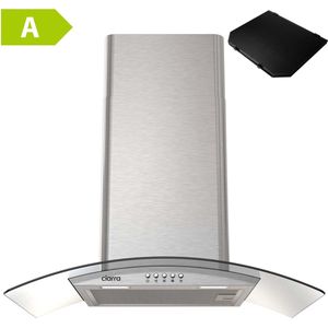 CIARRA CBCS6506C - 60cm Gebogen Glazen Afzuigkap RVS - inclusief set koolstoffilters – 370m3 – energieklasse A
