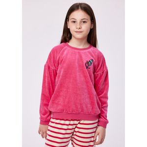 Pyjama Meisjes Woody Strepen Broek Velours - Fuchsia