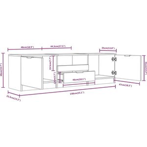 VidaXL TV-meubel 140x35x40 cm - Bewerkt Hout - Hoogglans Wit