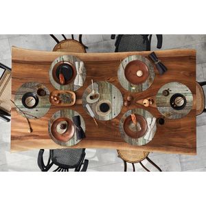 Ronde placemats - Onderlegger - Placemats rond - Hout - Plank - Design - 10 stuks
