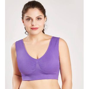 Sportchic - BH Zonder Beugel - Met Pads - Sport BH - Sportbeha - Magic Bra - Dames kleding - Premium BH - ComfortBH - Medium support BH - BH zonder Sluiting - Paars - L