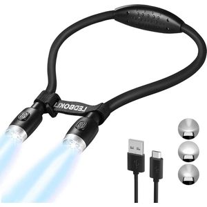 Boeklicht USB Oplaadbaar - Leeslamp 4 LED-Lampen - 6 Instelbare Helderheid - Handsfree Flexibele Armen - E-Reader Tablet Studeerkamer Bed Breien