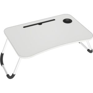 Aufun Verstelbare Laptoptafel - Bedtafel - Laptopkussen - Laptoptafel Verstelbaar - Laptoptafel Bed - Schootkussen Laptop - Laptray - Laptop Tafel - Schoottafel - met Tablet Slot en Cup Slot-40 x 60 x 27 cm (Warm wit)